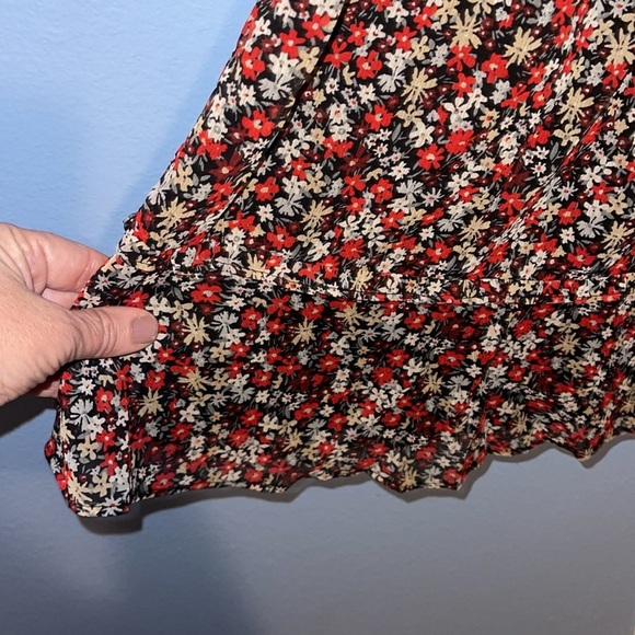 LOFT Sheer Overlay Ruffle Flowy Floral Dress - size XS - NWT. H - Picture 4 of 8